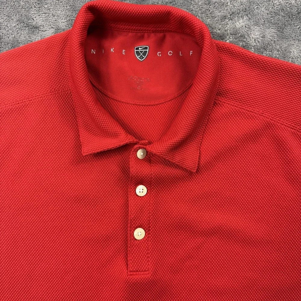 Nike Golf Polo Shirt Mens Extra Large Red Dri-Fit Performance Athletic Swoosh